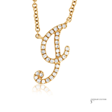 14K Yellow Gold Diamond Letter J Initial Necklace – Adjustable 18” Chain