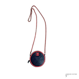 Chanel color pop Round Clutch with Chain Quilted Lambskin Blue Pink