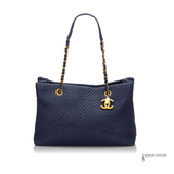 Chanel Grand shopping leather & chain shoulder tote GST - Chevron Pre-Loved