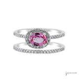 18K White Gold Pink Sapphire & Diamond Fashion Ring