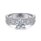 Gabriel & Co. 14K White Gold Diamond Halo Engagement Ring Setting | ER15175R4W44JJ Round Semi-Mount Bridal Ring