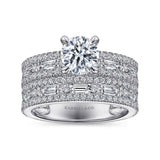 Gabriel & Co. 14K White Gold Diamond Halo Engagement Ring Setting | ER15175R4W44JJ Round Semi-Mount Bridal Ring