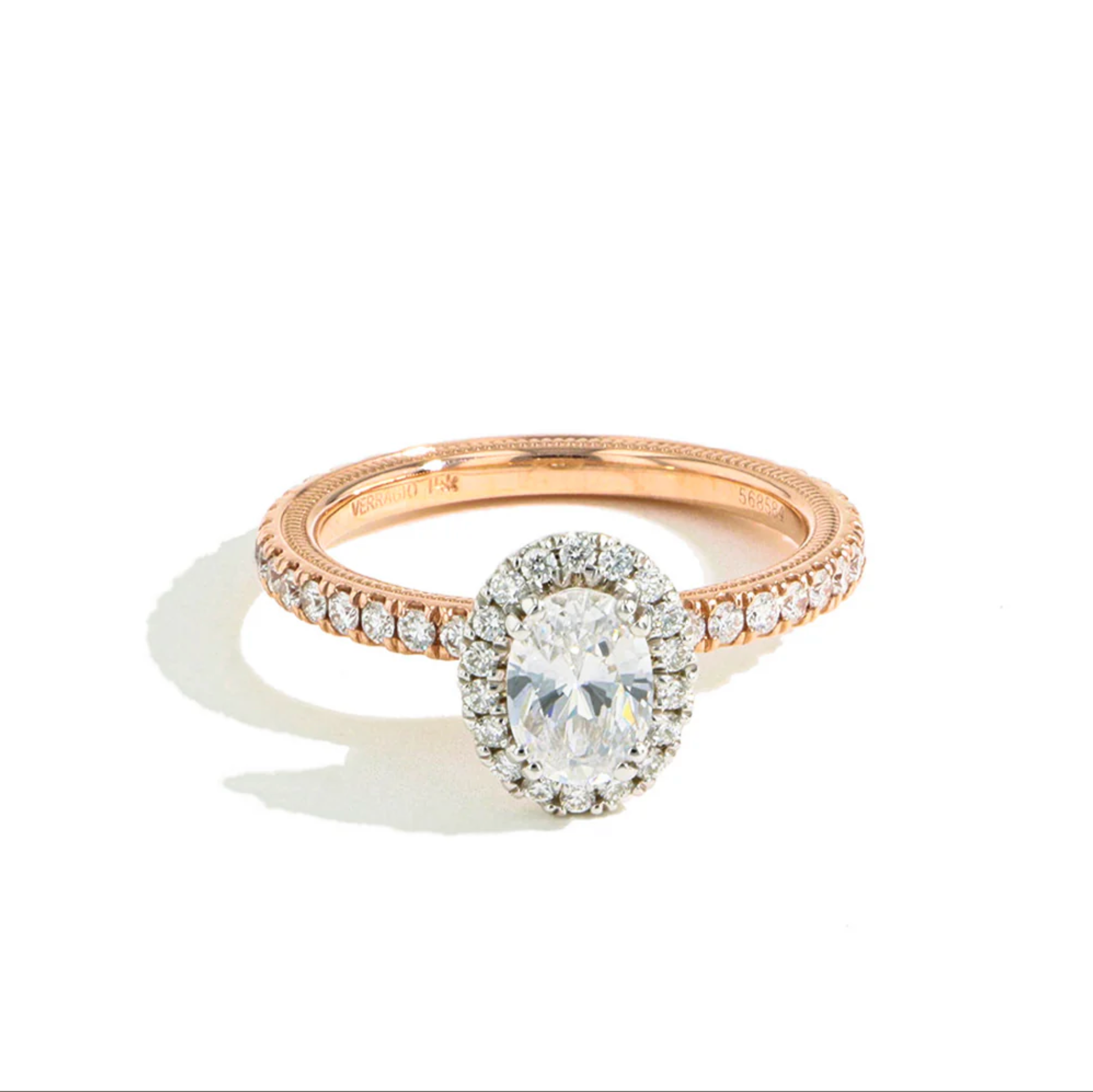 Verragio Tradition Oval Halo Pave Diamond Engagement Ring Setting in 14K Gold