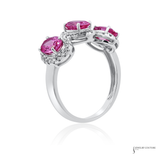 14K White Gold Pink Sapphire & Diamond Ring