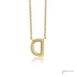 14K Yellow Gold Diamond Letter D Initial Necklace – Adjustable 18” Personalized Pendant