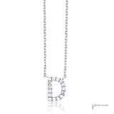 Initial “D” Pendant Necklace 14K White Gold Diamond | 17.4” Chain