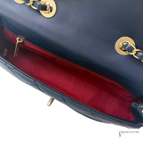 Chanel Black Lambskin Medium Red Stitching Single Flap Double Chain Bag Pre-Owned