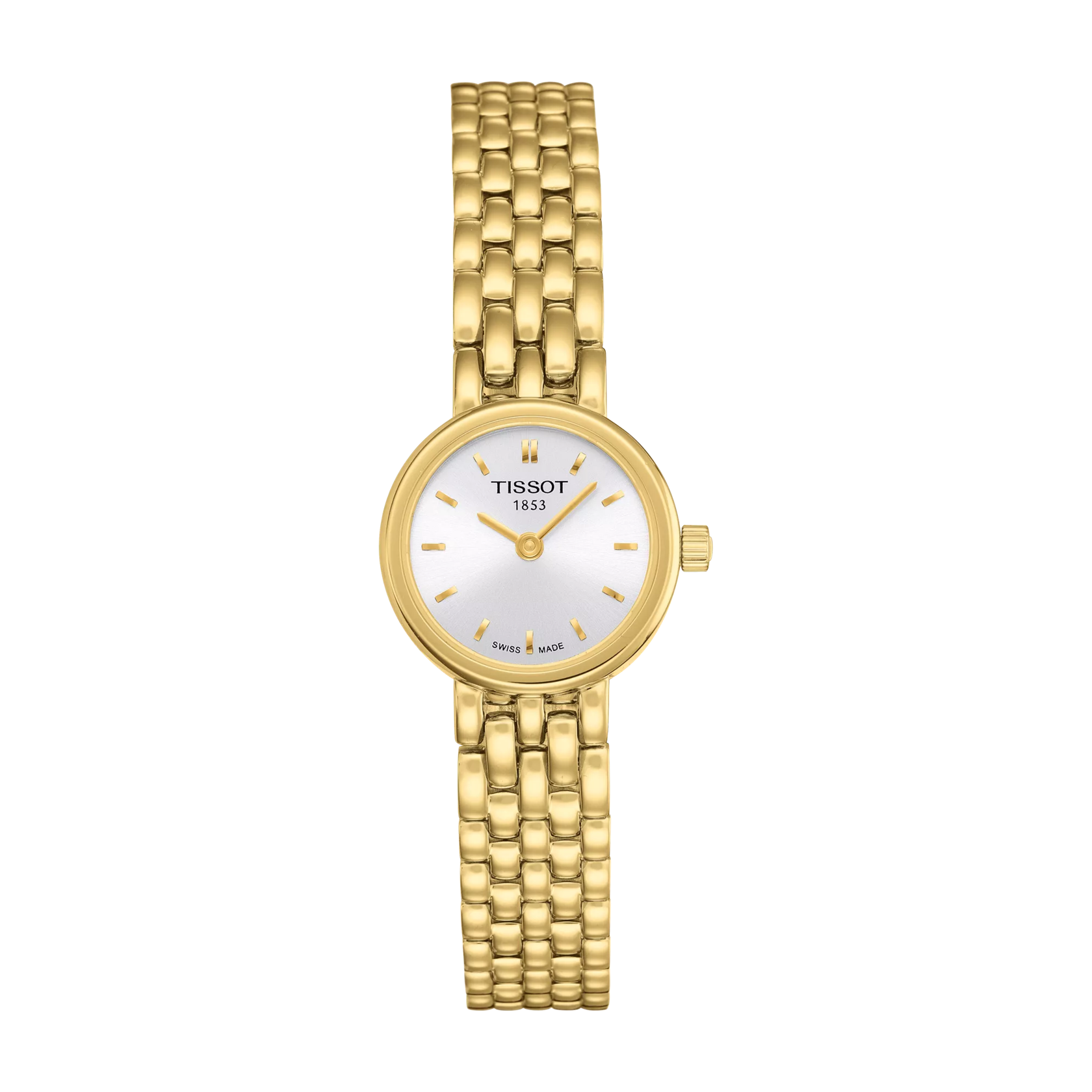 Tissot Lovely silver dial gold PVD watch front view