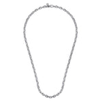 Silver chain necklace on a white background