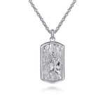 Gabriel & Co. Sterling Silver Saint Christopher Dog Tag Pendant Men's Necklace 22 Inch
