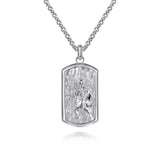 Gabriel & Co. Sterling Silver Saint Christopher Dog Tag Pendant Men's Necklace 22 Inch