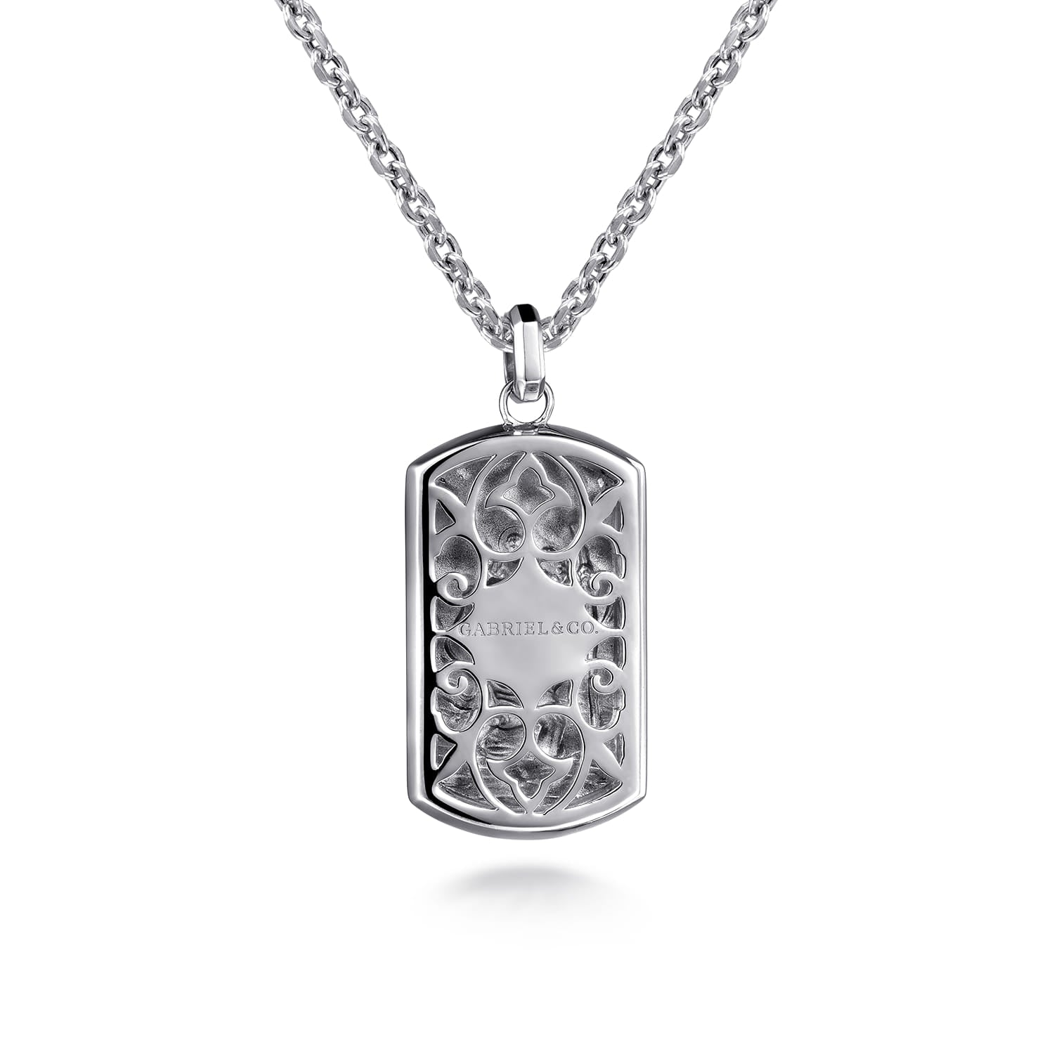 Gabriel & Co. Sterling Silver Saint Christopher Dog Tag Pendant Men's Necklace 22 Inch