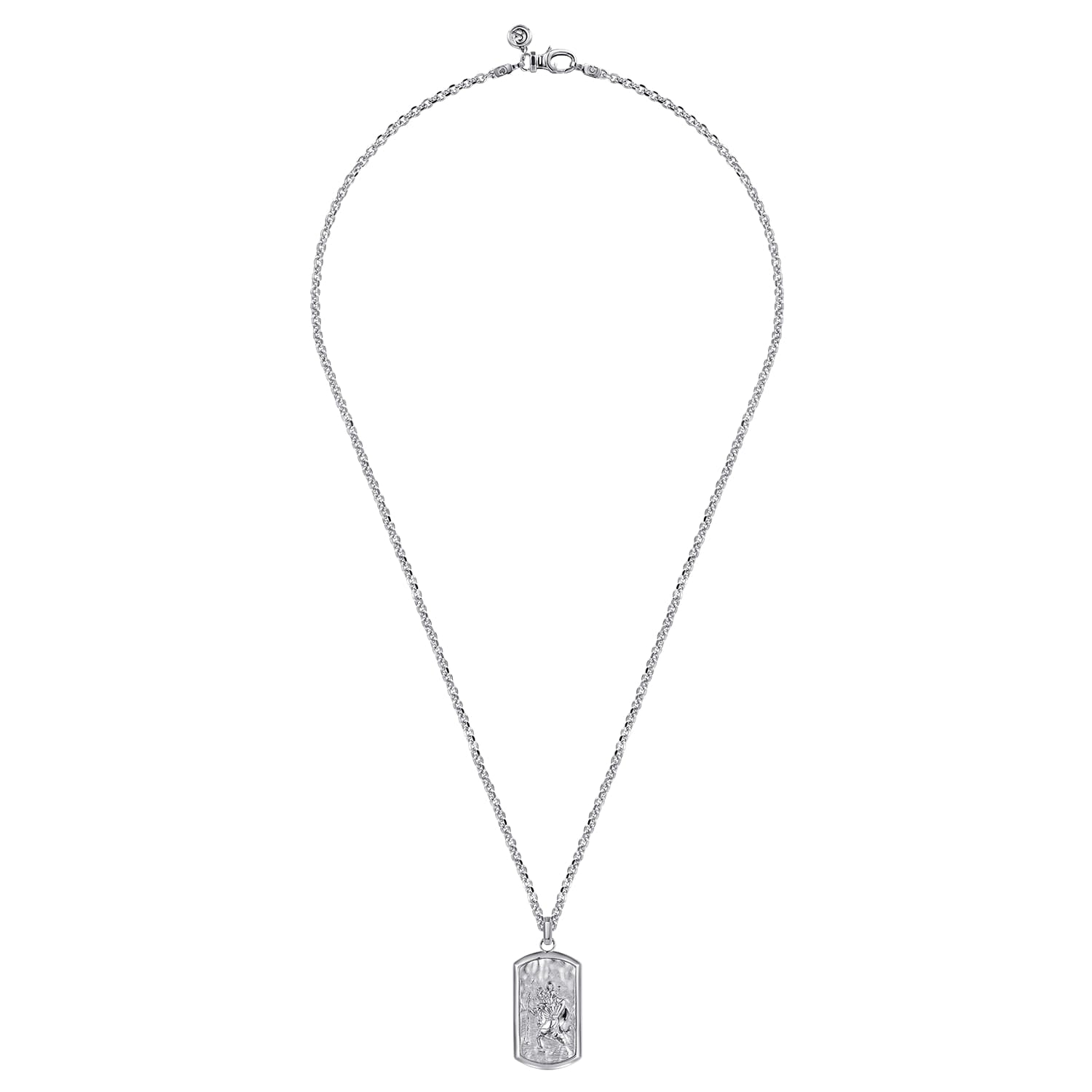 Gabriel & Co. Sterling Silver Saint Christopher Dog Tag Pendant Men's Necklace 22 Inch