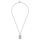 Gabriel & Co. Sterling Silver Saint Christopher Dog Tag Pendant Men's Necklace 22 Inch