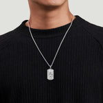 Gabriel & Co. Sterling Silver Saint Christopher Dog Tag Pendant Men's Necklace 22 Inch