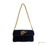 Dolce & Gabbana Denim & Pink Suede Shoulder Bag with Gold Chain Strap Pre-Owned