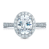 Tacori HT2650OV95X75 RoyalT Oval Bloom Engagement Ring | Platinum Diamond Engagement Ring