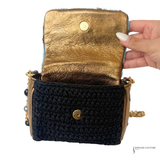Dolce & Gabbana Miss Sicily Blue Leopard Print Pony Hair & Crochet Mini Shoulder Bag Pre Owned
