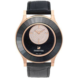Swarovski Octea Classica Black Dial Black Leather Swiss Quartz Watch