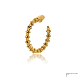 14K Yellow Gold Diamond-Cut Bead Hoop Earrings
