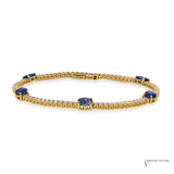 14KT Yellow Gold Sapphire Diamond Tennis Bracelet