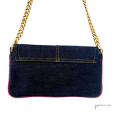 Dolce & Gabbana Denim & Pink Suede Shoulder Bag with Gold Chain Strap Pre-Owned