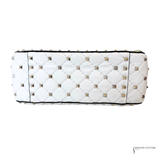 Valentino Garavani VLTN Rockstud Candystud Spike White Leather Handbag Medium with Chain Pre-Owned