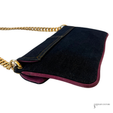 Dolce & Gabbana Denim & Pink Suede Shoulder Bag with Gold Chain Strap Pre-Owned