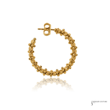 14K Yellow Gold Diamond-Cut Bead Hoop Earrings