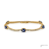14KT Yellow Gold Sapphire Diamond Tennis Bracelet