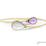 Gazania - 14KT Yellow Gold Green and Purple Amethyst Bangle