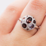 14K White Gold Garnet & Diamond Ring | Garnet | Fine Custom Jewelry