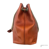 Gucci Pebbled Calfskin Medium Soho Chain Shoulder Bag Burnt Orange Copper Metallic Leather Handbag Pre-Owned