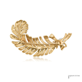 Estate 14KT Yellow Gold Feather Brooch with Pearl