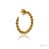 14K Yellow Gold Diamond-Cut Bead Hoop Earrings