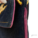 Dolce & Gabbana Denim & Pink Suede Shoulder Bag with Gold Chain Strap Pre-Owned