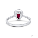 18K White Gold Pear Shape Ruby & Diamond Halo Ring