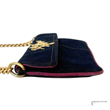 Dolce & Gabbana Denim & Pink Suede Shoulder Bag with Gold Chain Strap Pre-Owned