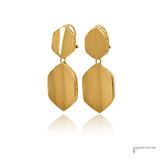 14K Yellow Gold Double Drop Shield Earrings