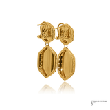 14K Yellow Gold Double Drop Shield Earrings
