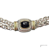 David Yurman Albion Double Wheat Chain Bracelet in Sterling Silver & 18K Yellow Gold with Black Onyx Pre-Owned