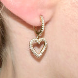 Lover - 14KT Yellow Gold Diamond Heart Huggie Earrings