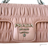 Prada Nappa Gaufre Leather Crossbody Chain Flap Shoulder Bag Pink Cipria Pre-Owned