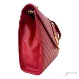 Saint Laurent Classic Monogram Envelope Satchel Matelasse Chevron Leather Large Handbag Pre-Owned