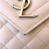 Saint Laurent Pre-Owned Envelope Medium In Quilted Grain De Poudre Embossed Leather Flap Bag Nude Pink