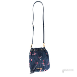 Authentic Miu Miu Denim Floral Bucket Shoulder Bag with Leather Trim – Designer Crossbody Handbag