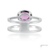 18K White Gold Pink Sapphire & Diamond Fashion Ring