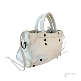 BALENCIAGA  Veau Soyeux Perforated Blackout Hardware S City White Motocross Perforated Bag Pre-Owned