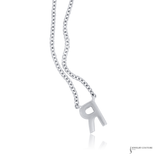 14K White Gold Diamond Initial “R” Necklace Adjustable 18” Letter Pendant for Women