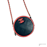 Chanel color pop Round Clutch with Chain Quilted Lambskin Blue Pink